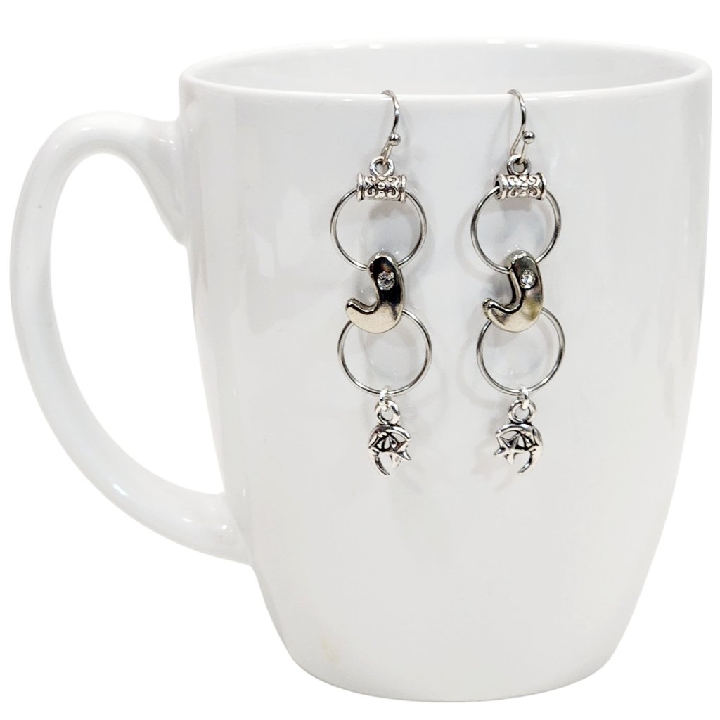 Alphabet Initial Letter J Earrings Silver Rhinestone Charms